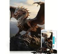 Jigsaw 1000 Pieces for Adults Big Bronze Dragon On Hill Accurate Joint Fun Smart Play Gift Peace Time Play Birthday Decor Gift (38x26cm)