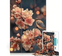 Jigsaw 1000 Pieces for Adults Bird on Cherry Blossom Branch Triptych Accurate Joint Fun Smart Play Gift Peace Time Play Birthday Decor Gift (38x52cm)