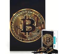 Jigsaw 1000 Pieces for Adults Bitcoin Crypto Coin Accurate Joint Fun Smart Play Gift Peace Time Play Birthday Decor Gift (38x26cm)
