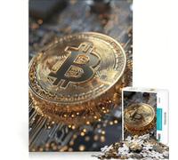 Jigsaw 1000 Pieces for Adults Bitcoin on Circuit Board, Toy Wall Decor, Parent-child Interaction, for Is Ideal As A Gift 38x26cm