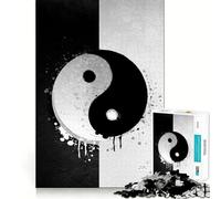Jigsaw 1000 Pieces for Adults Black And White Yin Yang Accurate Joint Fun Smart Play Gift Peace Time Play Birthday Decor Gift (50x75cm)