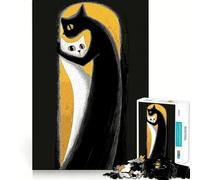 Jigsaw 1000 Pieces for Adults Black Cat Holding White Cat Neat Fit Decor Focus Building Toy Peace Game Play Birthday Decor Gift (50x75cm)