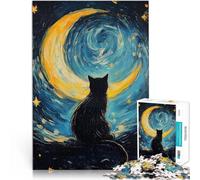 jigsaw 1000 pieces for adults Black Cat Under Crescent Moon Lernspiele DIY Spielzeug einzigartiges Herausforderungsspiel75x50cm