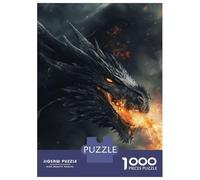Jigsaw 1000 Pieces for Adults Black Fire Dragon Adult Jigsaw Brain Teaser Game Staycation Kill Time Help The Brain Exercise 38x26cm/1000pcs