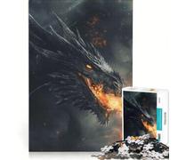 Jigsaw 1000 Pieces for Adults Black Fire Dragon, Toy Wall Decor, Parent-child Interaction, for Is Ideal As A Gift 38x52cm