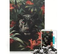 Jigsaw 1000 Pieces for Adults Black Panther in Jungle, Brain Teaser Game, Interesting Stress Reduction, Improving Love between Couples 50x75cm