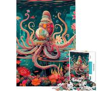 Jigsaw 1000 Pieces for Adults Bloomy Robotic Octopus Puzzles for Adults Toy Wall Decor Difficult Challenge Deal As Gifts for The Whole Family (Size 38x26cm)