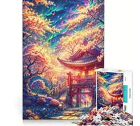 Jigsaw 1000 Pieces for Adults Blossoms at The Temple Gat, Brain Teaser Game, Interesting Stress Reduction, Improving Love between Couples 38x52cm
