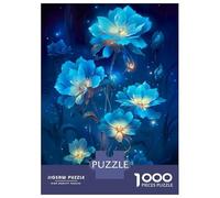 Jigsaw 1000 Pieces for Adults Blue Starlight Flower Adult Jigsaw Brain Teaser Game Staycation Kill Time Help The Brain Exercise 38x26cm/1000pcs