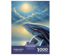 Jigsaw 1000 Pieces for Adults Blue Whale at Shiny Day Jigsaw for Adults Relaxing Games Analysis And Logic Deal As Gifts for The Whole Family 38x26cm/1000pcs