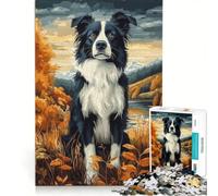 Jigsaw 1000 Pieces for Adults Border Collie in Autumn Landscape, Educational Games, Home Decoration, Artists' Collection, Fine Arts 50x75cm