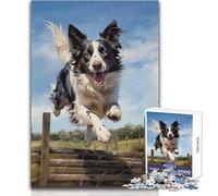 Jigsaw 1000 Pieces for Adults Border Collie Relaxing Peaceful Indoor Fun Accurate Piece Cutting Play Toy Size 38x52cm