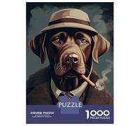 Jigsaw 1000 Pieces for Adults Brown Labrador Gangster Adult Jigsaw Brain Teaser Game Staycation Kill Time Help The Brain Exercise 70x50cm/1000pcs