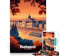 Jigsaw 1000 Pieces for Adults Budapest Cityscape Neat Fit Decor Focus Building Toy Peace Game Play Birthday Decor Gift (38x52cm)