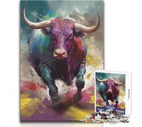 Jigsaw 1000 Pieces for Adults Bull on The Desert Run Wonderful for Lazy Leisure Days Reliable Tight Fitting Cut Toy Size 50x75cm