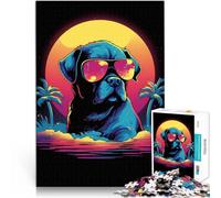 jigsaw 1000 pieces for adults Bulldog Miami Vice Style Staycation: Zeit totschlagen Einzigartige Wohndekoration und Geschenke75x50cm