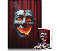Jigsaw 1000 Pieces for Adults Burning Mask on Red Curtain Wonderful for Lazy Leisure Days Reliable Tight Fitting Cut Toy Size 38x52cm