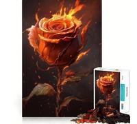 Jigsaw 1000 Pieces for Adults Burning Rose Neat Fit Decor Focus Building Toy Peace Game Play Birthday Decor Gift (50x75cm)
