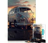 Jigsaw 1000 Pieces for Adults Bus On The Beach Neat Fit Decor Focus Building Toy Peace Game Play Birthday Decor Gift (38x52cm)