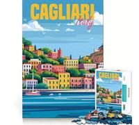 Jigsaw 1000 Pieces for Adults Cagliari Italy Neat Fit Decor Focus Building Toy Peace Game Play Birthday Decor Gift (38x52cm)