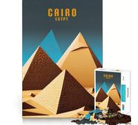 Jigsaw 1000 Pieces for Adults Cairo Pyramids Egypt Desig Neat Fit Decor Focus Building Toy Peace Game Play Birthday Decor Gift (38x52cm)