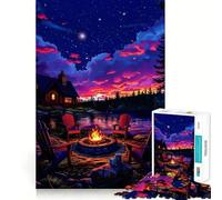 Jigsaw 1000 Pieces for Adults Campfire Under The Stars Neat Fit Decor Focus Building Toy Peace Game Play Birthday Decor Gift (50x75cm)