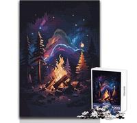 Jigsaw 1000 Pieces for Adults Campfire Under The Stars Unwind during Free Time Clean Cut Seamless Interlock Toy Size 50x75cm