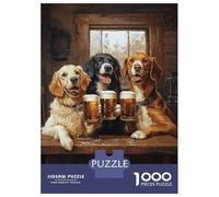 Jigsaw 1000 Pieces for Adults Canine Cheers Beer Buddies Jigsaw for Adults Relax Games Difficult Hard Deal As Gifts for The Whole Family 38x26cm/1000pcs