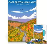Jigsaw 1000 Pieces for Adults Cape Breton Highlands Art Neat Fit Decor Focus Building Toy Peace Game Play Birthday Decor Gift (38x52cm)