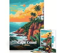 Jigsaw 1000 Pieces for Adults Cape Coast Ghana Travel Poster Neat Fit Decor Focus Building Toy Peace Game Play Birthday Decor Gift (50x75cm)