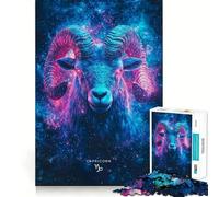 Jigsaw 1000 Pieces for Adults Capricorn Zodiac Sign Neat Fit Decor Focus Building Toy Peace Game Play Birthday Decor Gift (50x75cm)