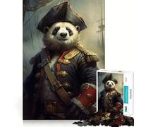 Jigsaw 1000 Pieces for Adults Captain Panda The Sailor Neat Fit Decor Focus Building Toy Peace Game Play Birthday Decor Gift (38x26cm)
