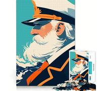 Jigsaw 1000 Pieces for Adults Captain with White Beard Minimalist Art Neat Fit Decor Focus Building Toy Peace Game Play Birthday Decor Gift (50x75cm)
