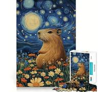 Jigsaw 1000 Pieces for Adults Capybara Starry Night Funny Meme Exact Cut Art Creative Brain Play Leisure Play Fun Birthday Game Gift (38x52cm)