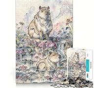Jigsaw 1000 Pieces for Adults Capybaras Rest in Pond Neat Fit Decor Focus Building Toy Peace Game Play Birthday Decor Gift (38x52cm)