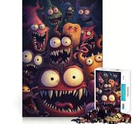 Jigsaw 1000 Pieces for Adults Cartoon Monsters Crowd Neat Fit Decor Focus Building Toy Peace Game Play Birthday Decor Gift (50x75cm)
