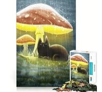 Jigsaw 1000 Pieces for Adults Cat And The Mushroom Exact Cut Art Creative Brain Play Leisure Play Fun Birthday Game Gift (38x26cm)