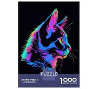 Jigsaw 1000 Pieces for Adults Cat Animal Neon Pet Friend Adult Jigsaw Brain Teaser Game Staycation Kill Time Help The Brain Exercise 38x26cm/1000pcs
