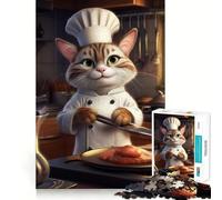 Jigsaw 1000 Pieces for Adults Cat Chef Cooking Bake Exact Cut Art Creative Brain Play Leisure Play Fun Birthday Game Gift (38x52cm)