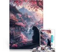 jigsaw 1000 pieces for adults Cat Cherry Blossoms Japan Toys Educational Games Stress Relieving Great Gift for Games 50x70cm
