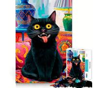 Jigsaw 1000 Pieces for Adults Cat Madness Exact Cut Art Creative Brain Play Leisure Play Fun Birthday Game Gift (38x52cm)