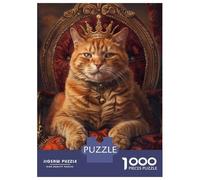 Jigsaw 1000 Pieces for Adults Cat Queen Crown Throne Adult Jigsaw Brain Teaser Game Staycation Kill Time Help The Brain Exercise 70x50cm/1000pcs