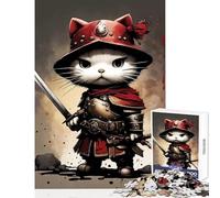 Jigsaw 1000 Pieces for Adults Cat Samurai Japan Jigsaw Puzzles for Teenagers Staycation Kill Time Wishlist with Santa Claus Unique Birthday And Gifts (50x75cm)