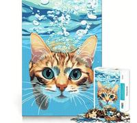 Jigsaw 1000 Pieces for Adults Cat Underwater Digital Art Tight Cut Fun Brain Teaser Gift Leisure Fun Time Xmas Decor Gift (50x75cm)