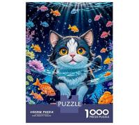 Jigsaw 1000 Pieces for Adults Cat Underwater with Fish Jigsaw for Adults Relax Games Difficult Hard Deal As Gifts for The Whole Family 70x50cm/1000pcs