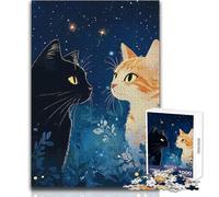 Jigsaw 1000 Pieces for Adults Cats Under The Stars Wonderful for Lazy Leisure Days Reliable Tight Fitting Cut Toy Size 38x52cm