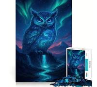 Jigsaw 1000 Pieces for Adults Celestial Owl Overlooking Waterfall Landscape Tight Cut Fun Brain Teaser Gift Leisure Fun Time Xmas Decor Gift (50x75cm)