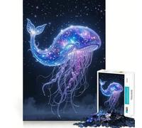 Jigsaw 1000 Pieces for Adults Celestial Whale Jellyfish Starry Space Tight Cut Fun Brain Teaser Gift Leisure Fun Time Xmas Decor Gift (38x26cm)
