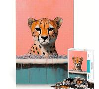Jigsaw 1000 Pieces for Adults Cheetah in A Bubble Bath Tight Cut Fun Brain Teaser Gift Leisure Fun Time Xmas Decor Gift (50x75cm)