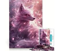 Jigsaw 1000 Pieces for Adults Cherry Blossom Fox - Tight Cut Fun Brain Teaser Gift Leisure Fun Time Xmas Decor Gift (38x26cm)